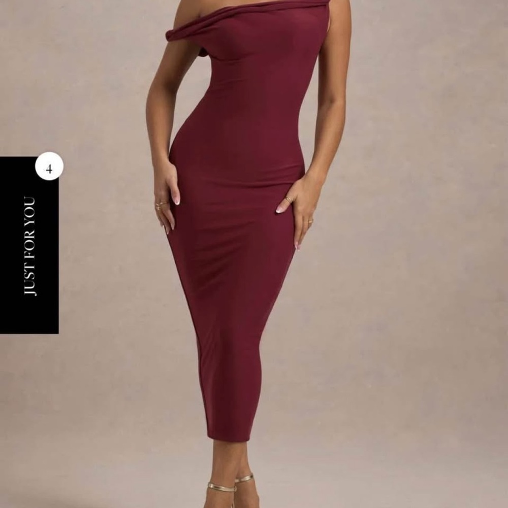 Burgundy Off-Shoulder Dress